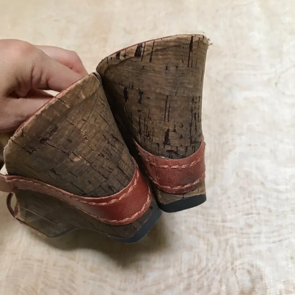 Nine West Enfete Wedges Leather Sandals Size 8